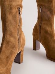 Tan Brown Standard/Wide Fit Forever Comfort® Round Toe Knee High Sock Boots - Image 3 of 8