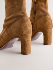 Tan Brown Standard/Wide Fit Forever Comfort® Round Toe Knee High Sock Boots - Image 5 of 8
