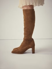 Tan Brown Standard/Wide Fit Forever Comfort® Round Toe Knee High Sock Boots - Image 6 of 8