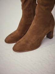 Tan Brown Standard/Wide Fit Forever Comfort® Round Toe Knee High Sock Boots - Image 7 of 8
