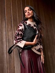 Neutral/Burgundy Statement Paisley Crew Neck Jumper - Image 3 of 9