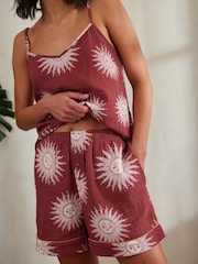 Chelsea Peers 100% Cotton Cheesecloth Bohemian Sun Print Cami Short Pyjamas Set - Imagen 3 de 5