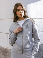 Chelsea Peers Grey 100% Cotton Embroidered Logo Zip Up Hoodie - Image 1 of 5