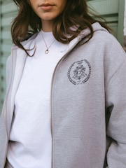 Chelsea Peers Grey 100% Cotton Embroidered Logo Zip Up Hoodie - Image 3 of 5