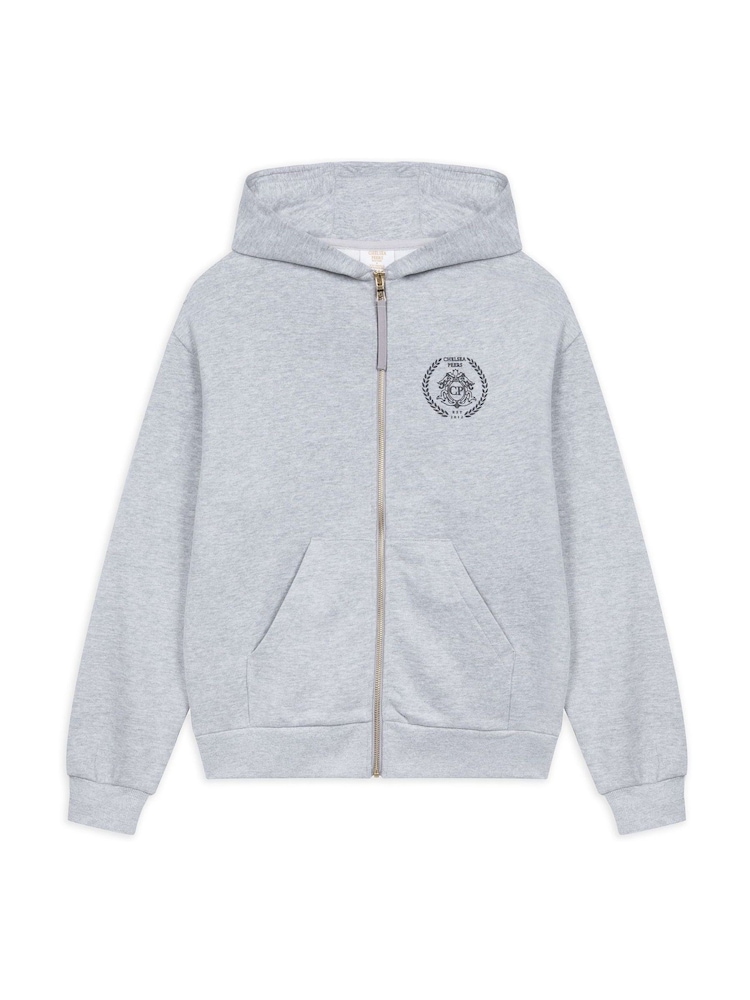 Chelsea Peers Grey 100% Cotton Embroidered Logo Zip Up Hoodie - Image 5 of 5