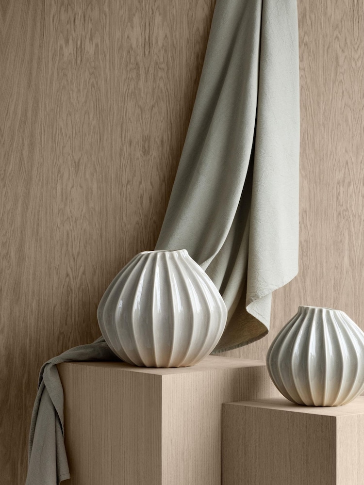 Broste Copenhagen Ivory Large Wide Vase - Image 2 of 3 Broste Copenhagen Ivory Large Wide Vase - Image 2 of 3