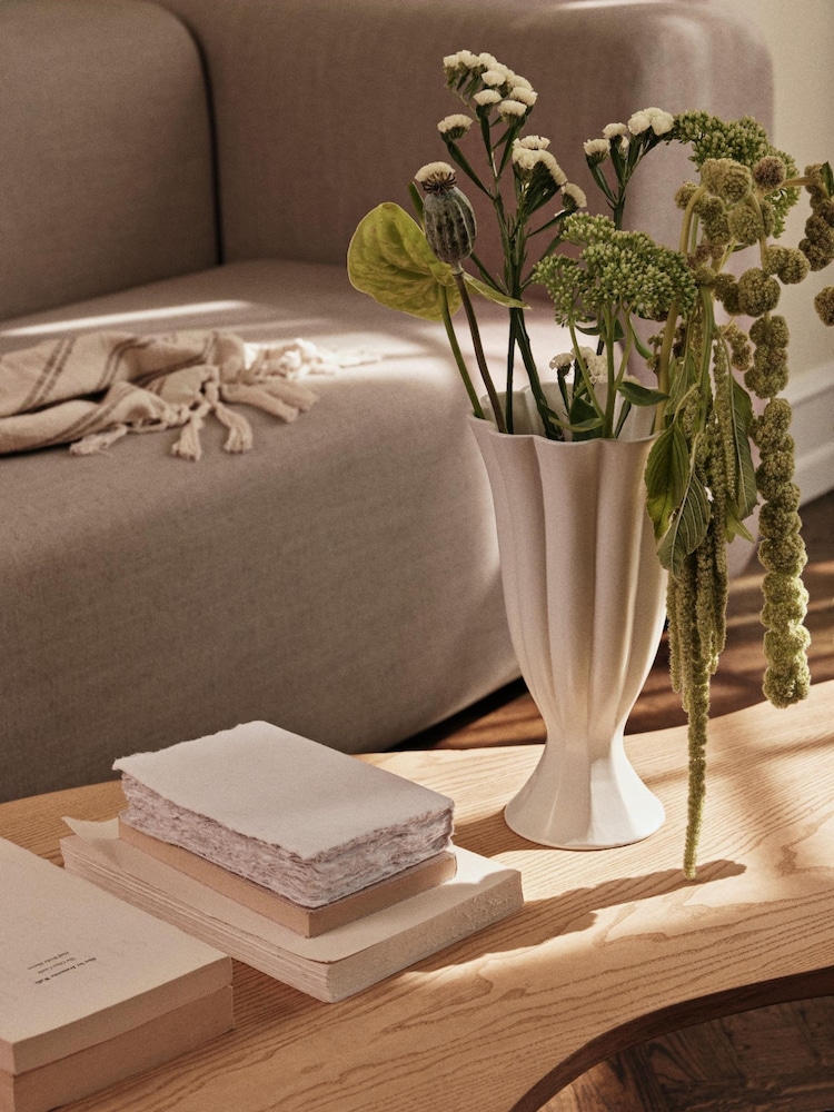 Broste Copenhagen Cream Heli Vase - Image 1 of 4 Broste Copenhagen Cream Heli Vase - Image 1 of 4