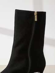 Black Suede Forever Comfort® Pointed Toe Heeled Boots - Image 4 of 6