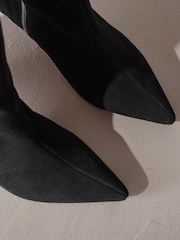 Black Suede Forever Comfort® Pointed Toe Heeled Boots - Image 5 of 6