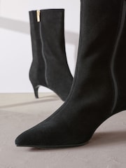 Black Suede Forever Comfort® Pointed Toe Heeled Boots - Image 6 of 6