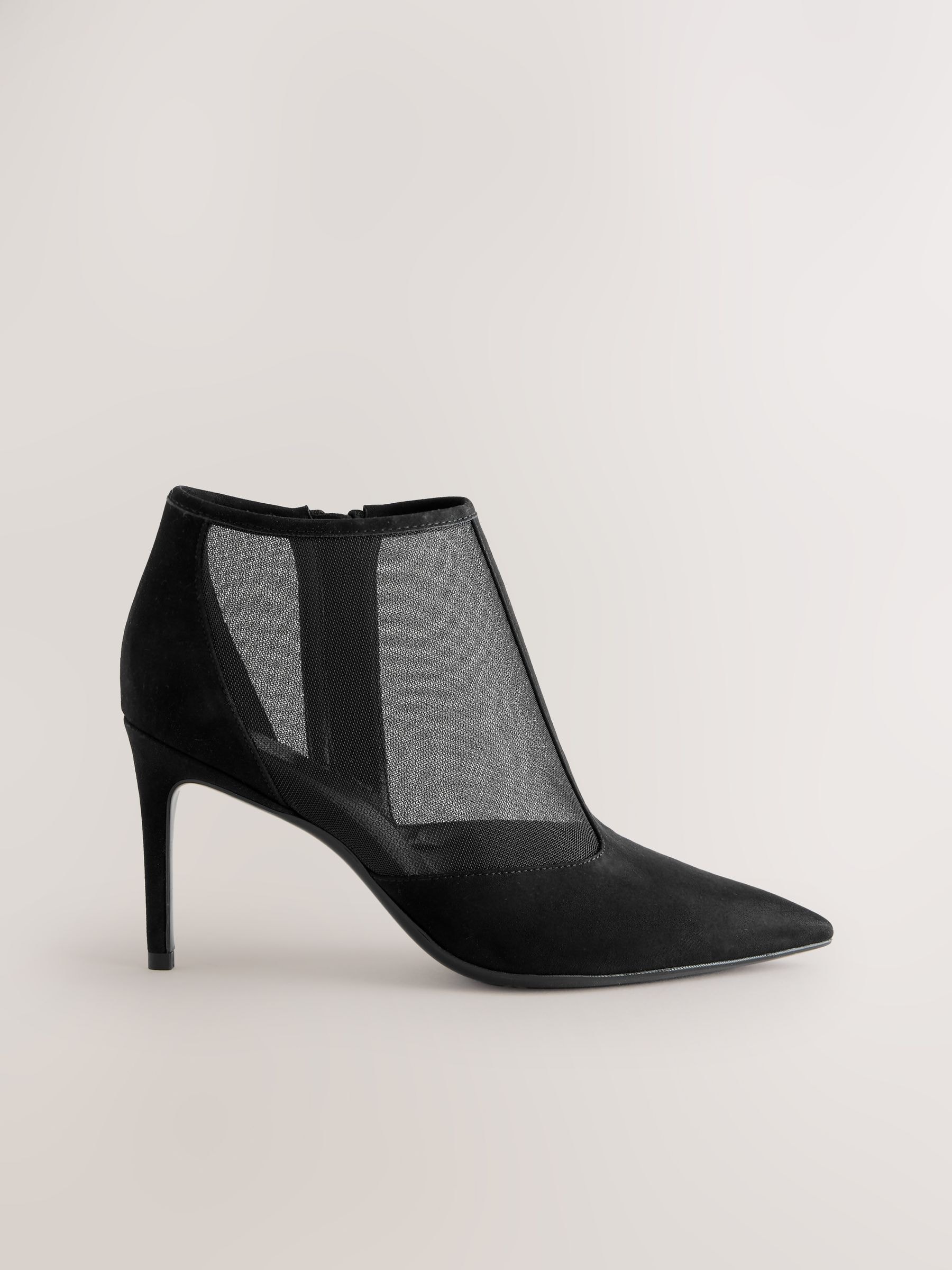 Buy Black Mesh Detail Pointed Toe T-Bar Ankle Boots from the Next