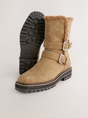 Castanho castanho - Forever Comfort® Double Buckle Faux Fur Lined Ankle Boots - Imagem 5 de 5