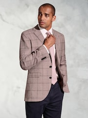 Brook Taverner Purple Windowpane Linen Blend Jacket - Image 1 of 5