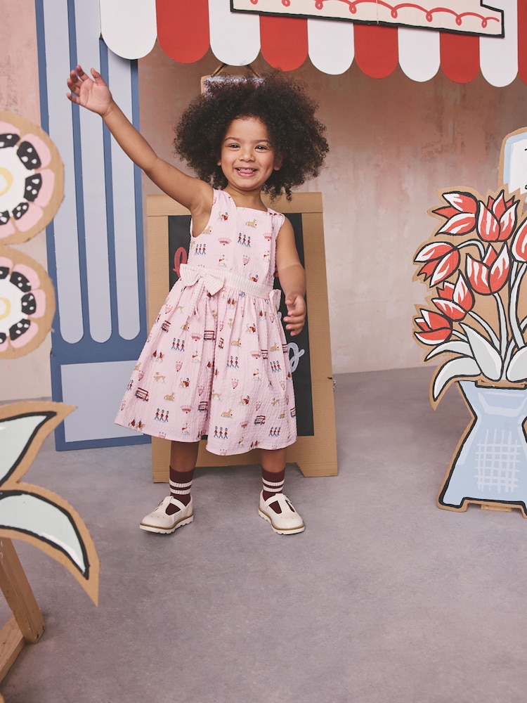 Cath Kidston Pink London Print Bow Front Prom Dress (3mths-8yrs) - Image 1 of 13