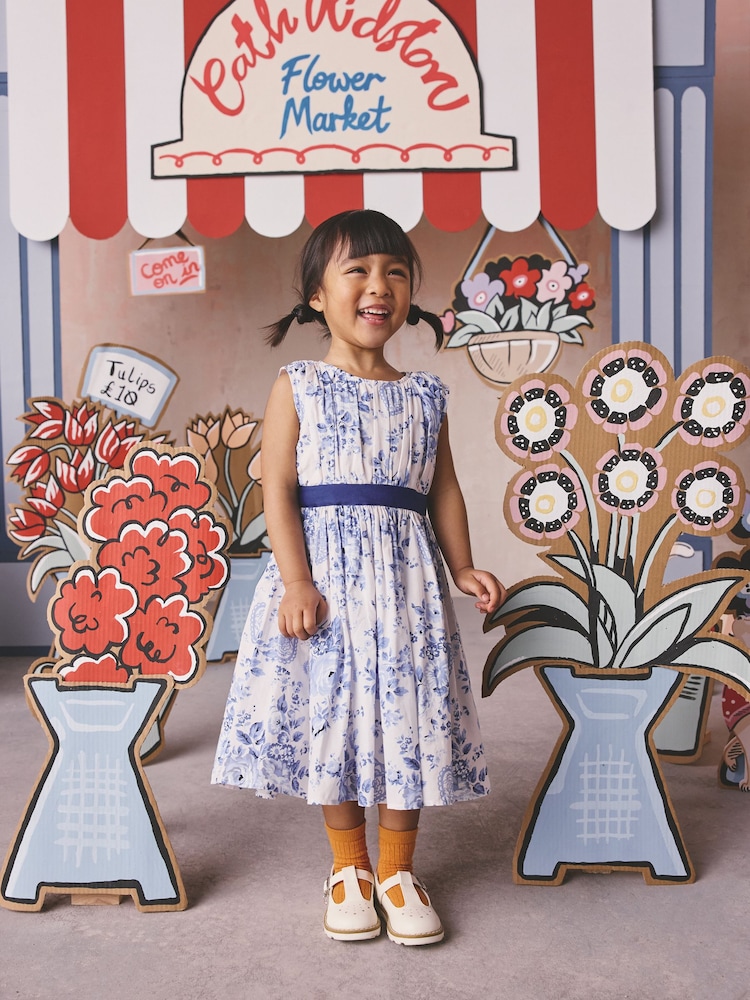 Cath Kidston Blue Floral Sleeveless Prom Dress (3mths-8yrs) - Image 1 of 12