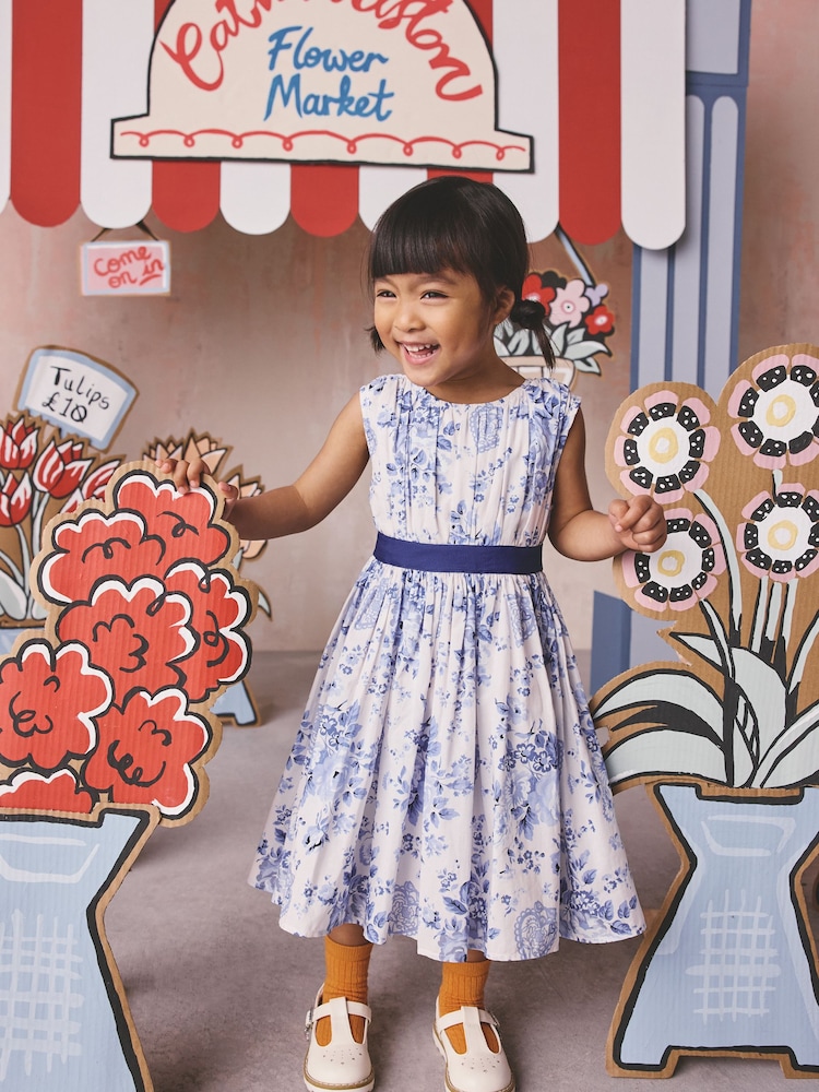 Cath Kidston Blue Floral Sleeveless Prom Dress (3mths-8yrs) - Image 2 of 12