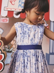 Cath Kidston Blue Floral Sleeveless Prom Dress (3mths-8yrs) - Image 6 of 12
