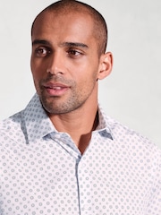 Brook Taverner Blue Geometric Print Long Sleeve 100% Cotton Shirt - Image 2 of 5