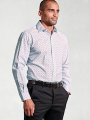 Brook Taverner Blue Geometric Print Long Sleeve 100% Cotton Shirt - Image 3 of 5