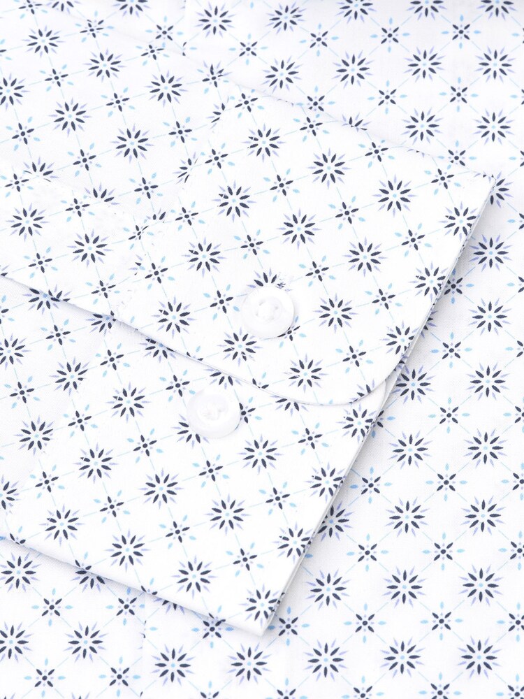 Brook Taverner Blue Geometric Print Long Sleeve 100% Cotton Shirt - Image 5 of 5 Brook Taverner Blue Geometric Print Long Sleeve 100% Cotton Shirt - Image 5 of 5