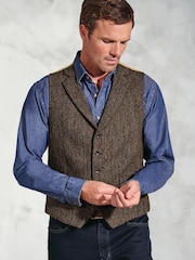 Brook Taverner Brown Harris Tweed Herringbone Waistcoat - Image 1 of 2