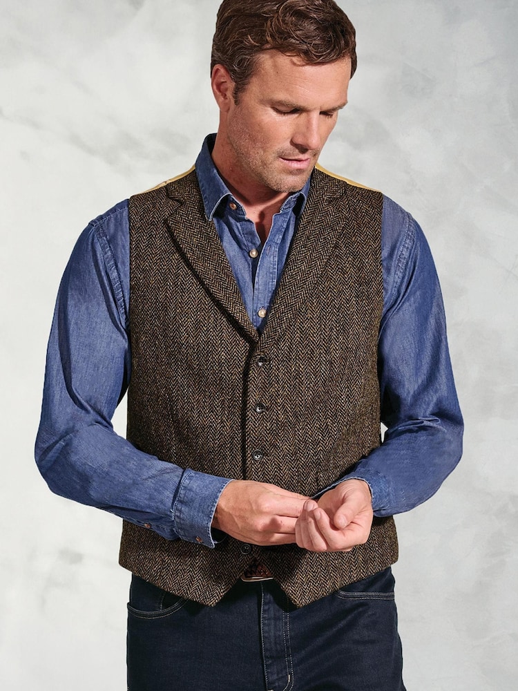 Brook Taverner Brown Harris Tweed Herringbone Waistcoat - Image 1 of 2