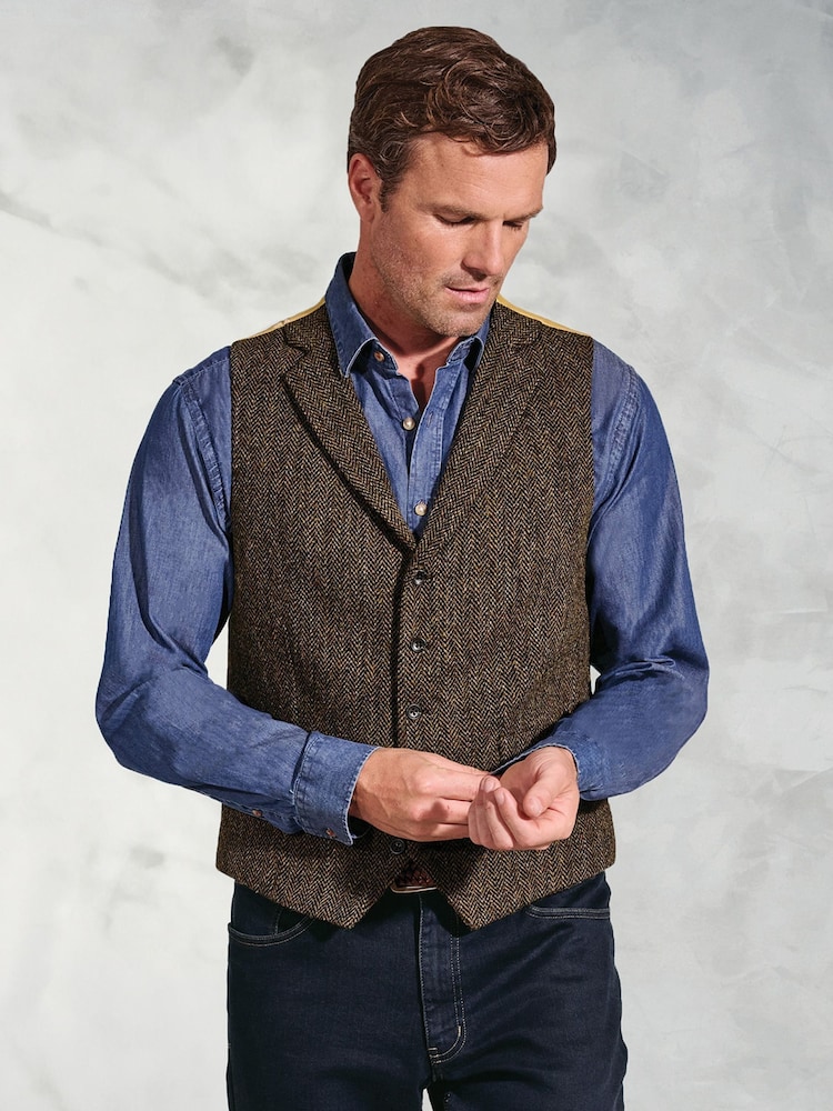 Brook Taverner Brown Harris Tweed Herringbone Waistcoat - Image 2 of 2 Brook Taverner Brown Harris Tweed Herringbone Waistcoat - Image 2 of 2