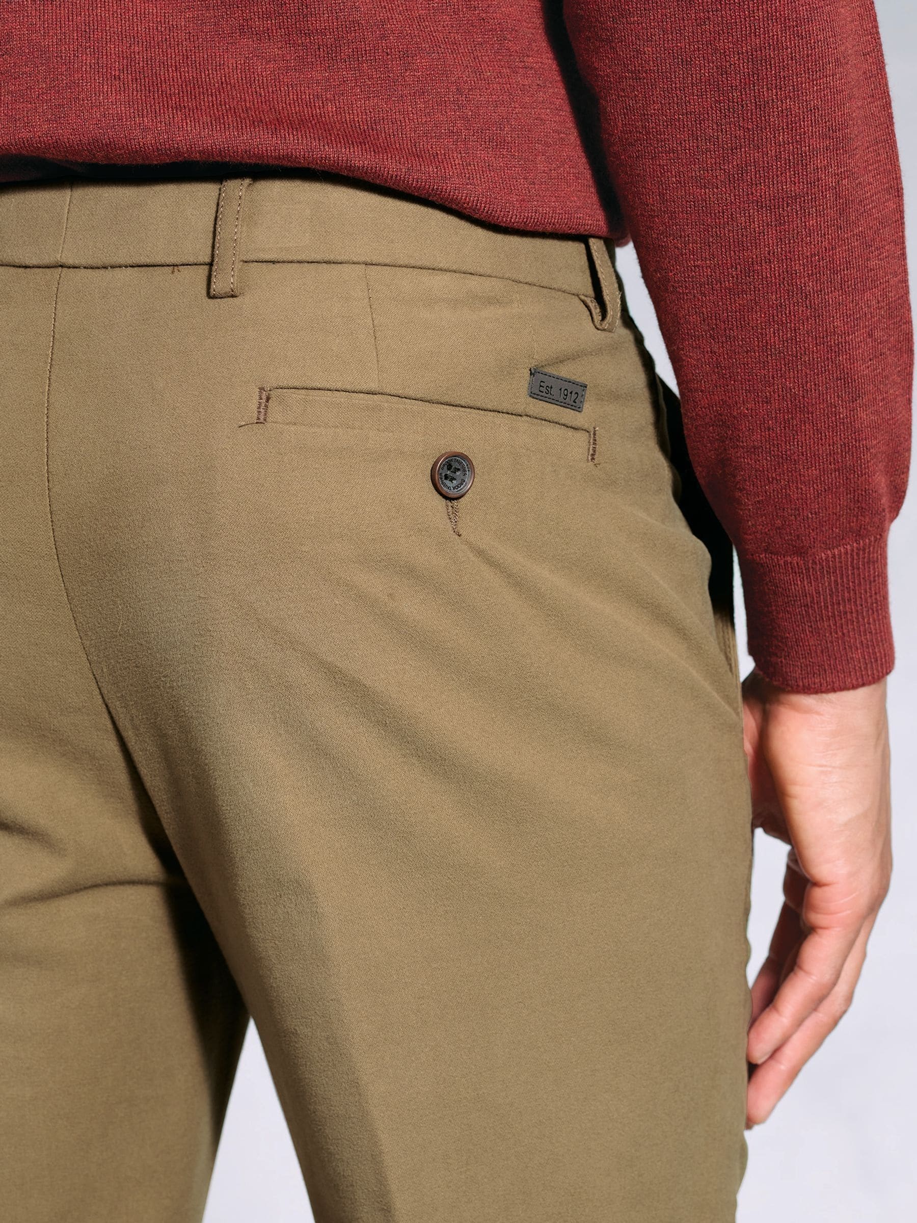 Buy Brook Taverner Sand Regular Fit Cotton Moleskin Trousers from
