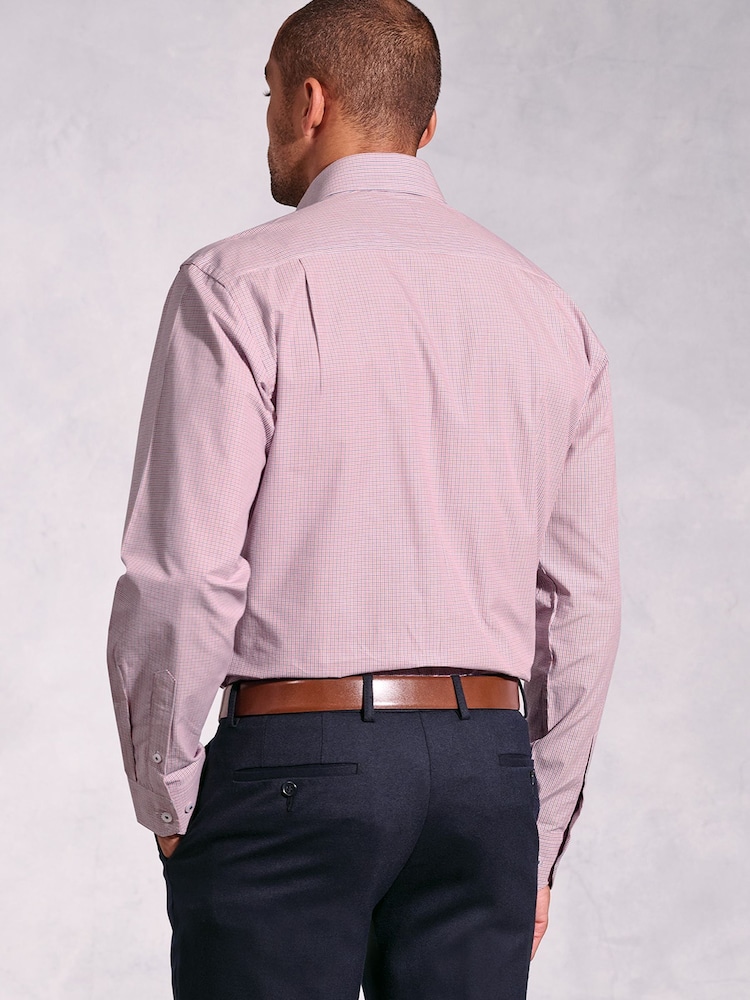 Brook Taverner Micro Oxford Check 100% Cotton Long Sleeve Shirt - Изображение 2 из 5