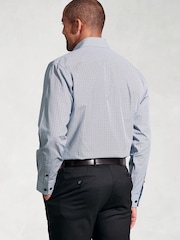 Brook Taverner Blue Geometric Print Long Sleeve 100% Cotton Shirt - Image 2 of 5