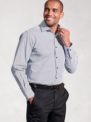 Brook Taverner Blue Geometric Print Long Sleeve 100% Cotton Shirt - Image 3 of 5