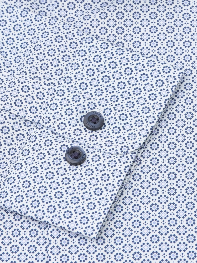 Brook Taverner Blue Light Geometric Print Long Sleeve 100% Cotton Shirt - Image 5 of 5 Brook Taverner Blue Light Geometric Print Long Sleeve 100% Cotton Shirt - Image 5 of 5