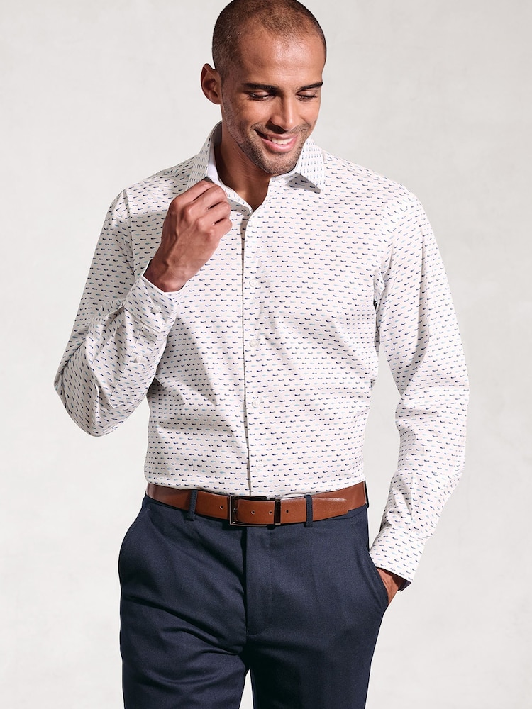 Brook Taverner Green Tiny Fish Stretch Long Sleeve Shirt - Image 2 of 6
