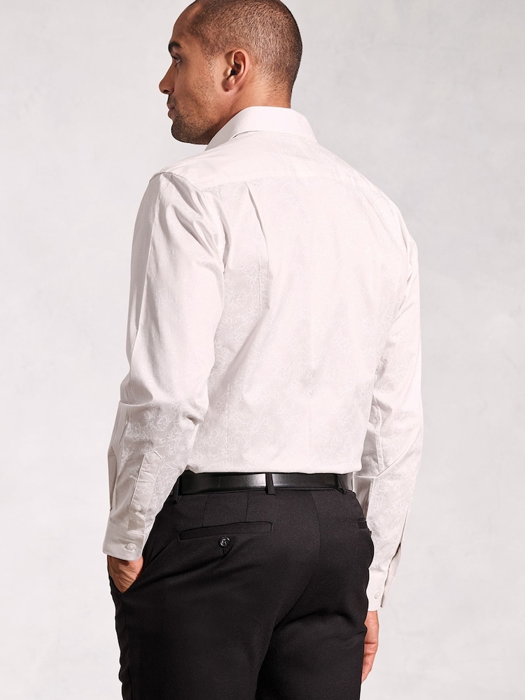 Brook Taverner White Ocassion Floral Print Long Sleeve Shirt - Image 2 of 4