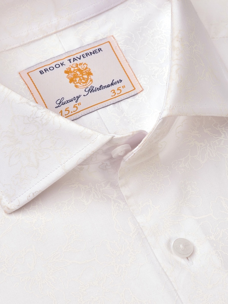 Brook Taverner White Ocassion Floral Print Long Sleeve Shirt - Image 4 of 4