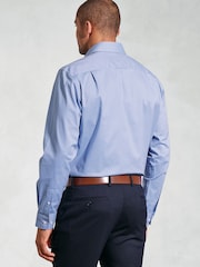 Brook Taverner Blue Herringbone Stretch Long Sleeve Shirt - Image 2 of 5