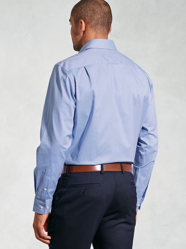 Brook Taverner Blue Herringbone Stretch Long Sleeve Shirt - Image 2 of 5