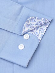 Brook Taverner Blue Herringbone Stretch Long Sleeve Shirt - Image 5 of 5