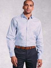 Brook Taverner Herringbone Stretch Cotton Long Sleeve Shirt - صورة 1 من 5