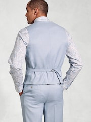 Brook Taverner Blue Textured Occasion Suit Waistcoat - Image 2 of 2