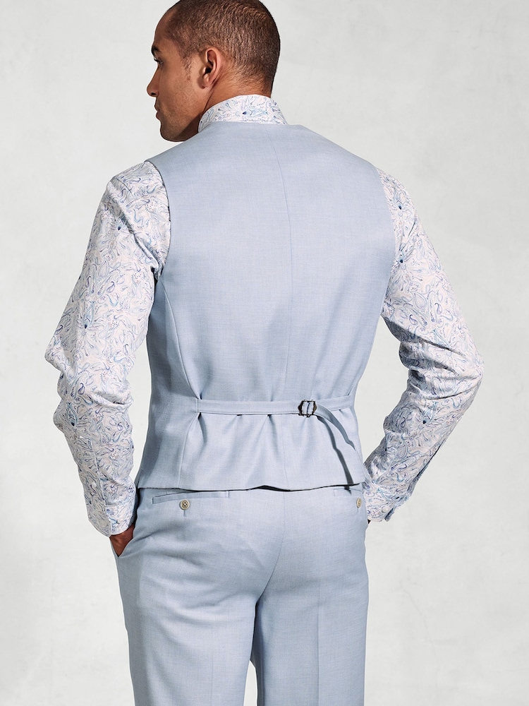 Brook Taverner Blue Textured Occasion Suit Waistcoat - Image 2 of 2