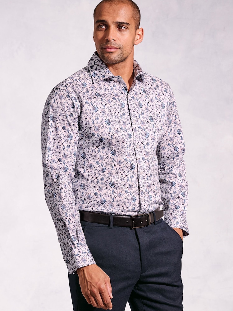Brook Taverner Pink Ocassion Ornate Floral Print Long Sleeve Shirt - Image 1 of 5