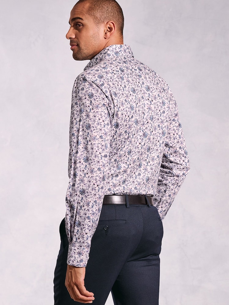 Brook Taverner Pink Ocassion Ornate Floral Print Long Sleeve Shirt - Image 2 of 5