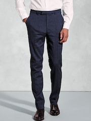 Brook Taverner Blue Linen Blend Mixer Suit Trousers - Image 1 of 2
