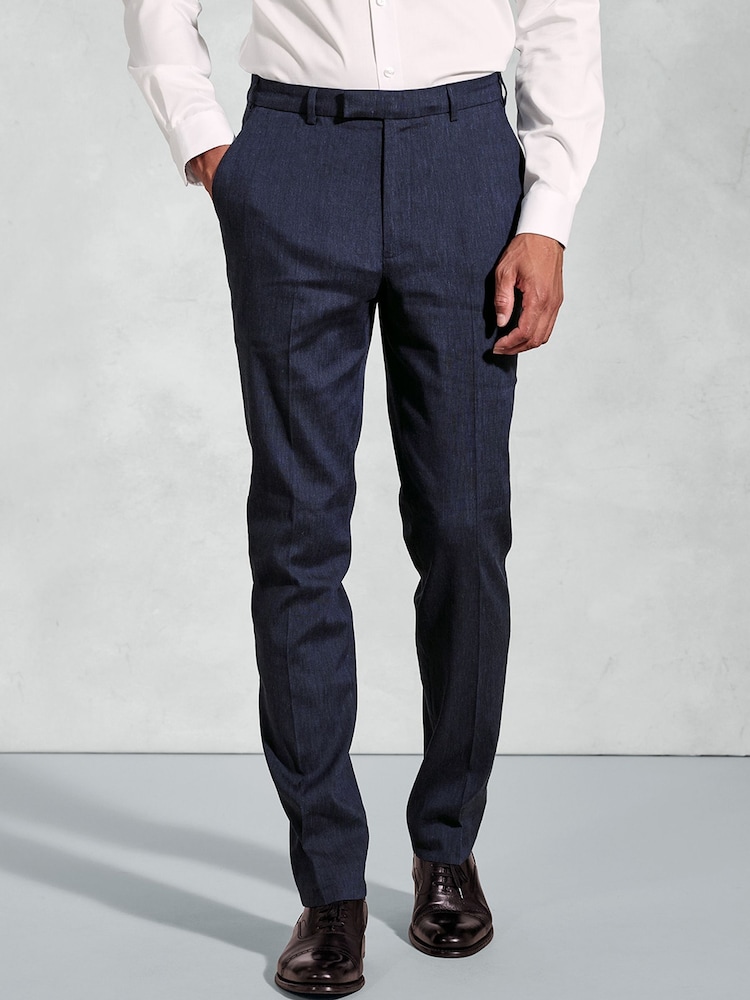 Brook Taverner Blue Linen Blend Mixer Suit Trousers - Image 1 of 2