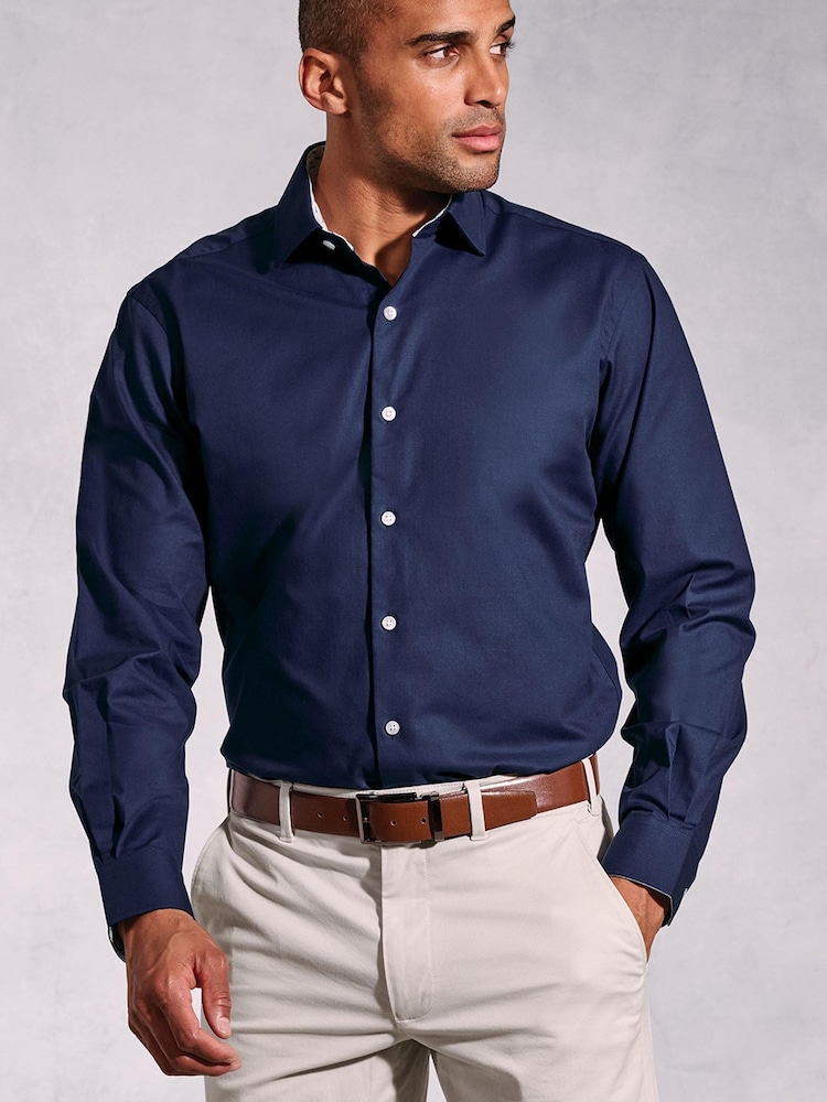 Brook Taverner Herringbone Stretch Long Sleeve Shirt - صورة 1 من 5
