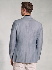 Brook Taverner Blue Linen Blend Stripe Jacket - Image 2 of 5