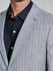 Brook Taverner Blue Linen Blend Stripe Jacket - Image 3 of 5