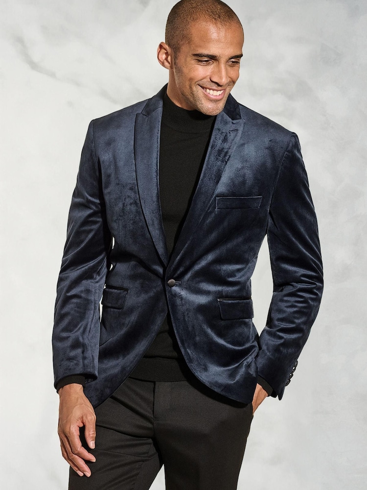 Brook Taverner Blue Velvet Evening Jacket - Image 1 of 2