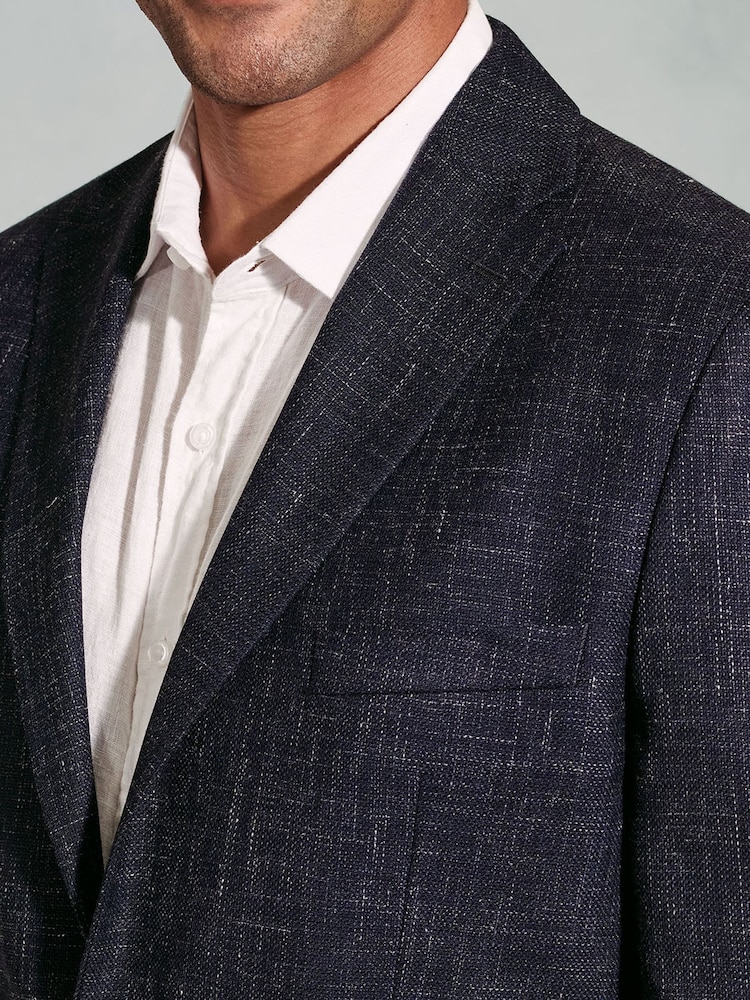 Brook Taverner Blue Textured Wool Jacket - Image 3 of 5